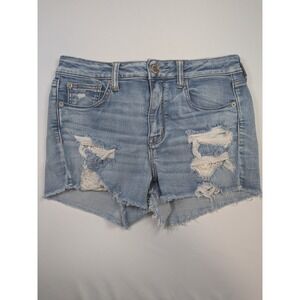 American Eagle Ne(X)t Level Stretch Hi Rise Shortie Women's 10 Light Wash Lace